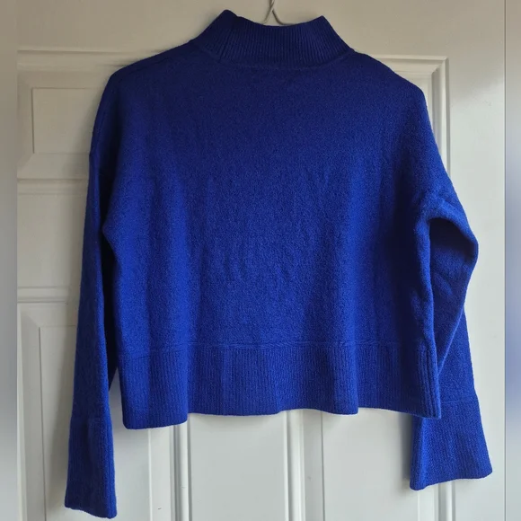 Tahari Cobalt Blue Mock Neck 100% Merino Wool Sweater - Picture 3 of 12